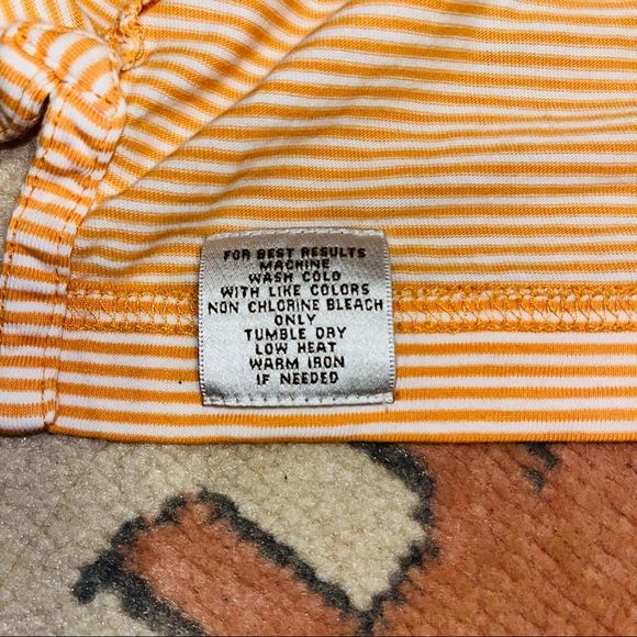 Peter Millar Men's Short Sleeve Orange & White Striped Polo Shirt medium top - Picture 8 of 8